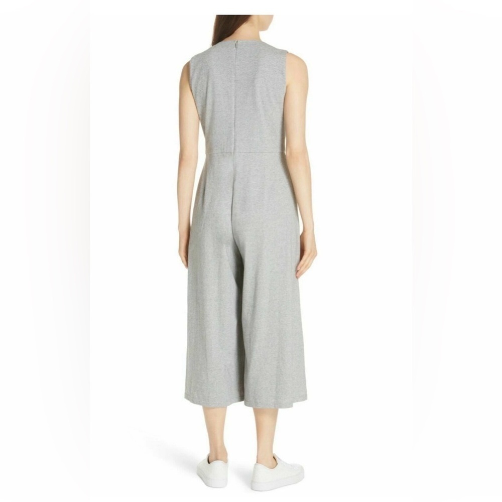 Eileen Fisher | Moon Organic Cotton Speckled gray Knit Cropped Jumpsuit small - Picture 4 of 13